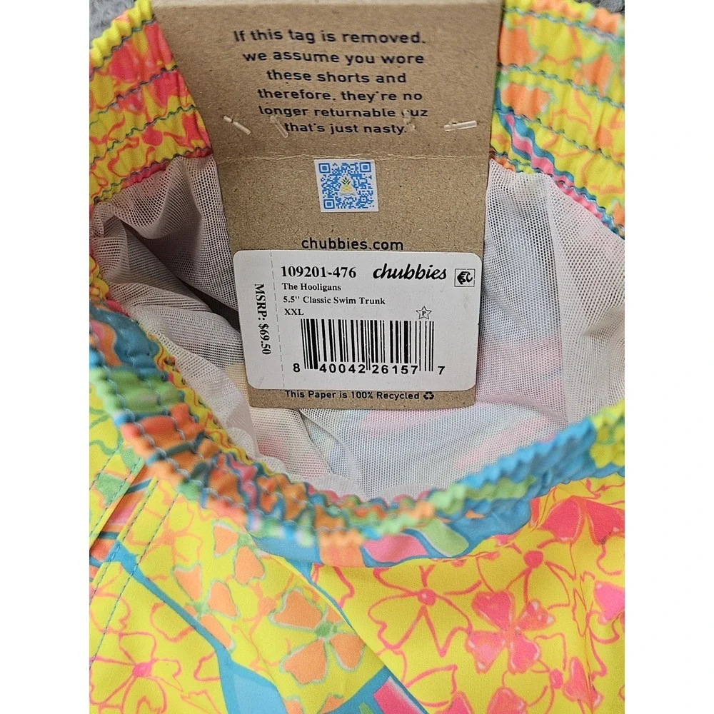 Chubbies The Hooligans Pineapple Swim Trunks Men's XXL  5.5
